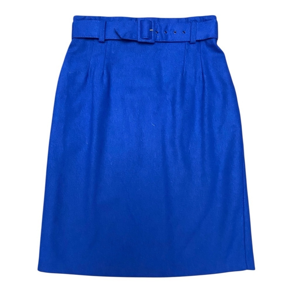 Parsons Place Womens Bright Blue Vintage Pencil Skirt With Belt 60s